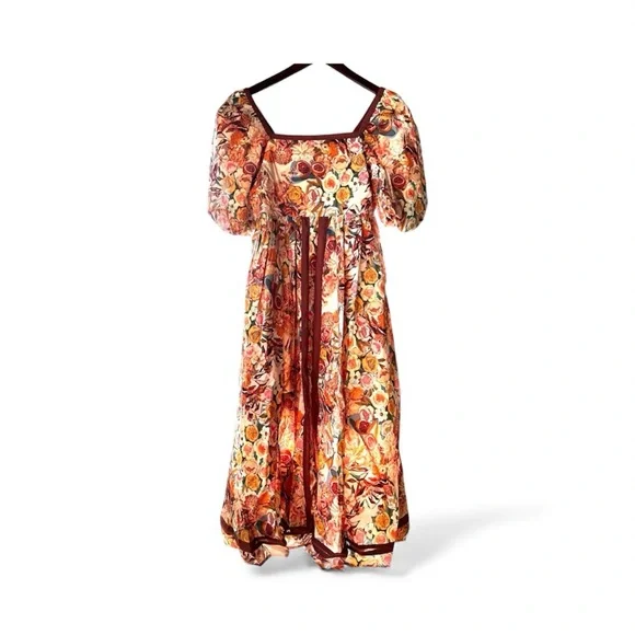 IN LOOM Floral Puff Sleeve Midi Dress | NWT | Cottagecore |Square Neck | S - L - Picture 5 of 16